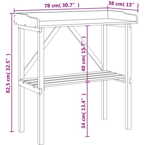  Stol za biljke s policom sivi 78x38x82,5 cm masivna jelovina Slike