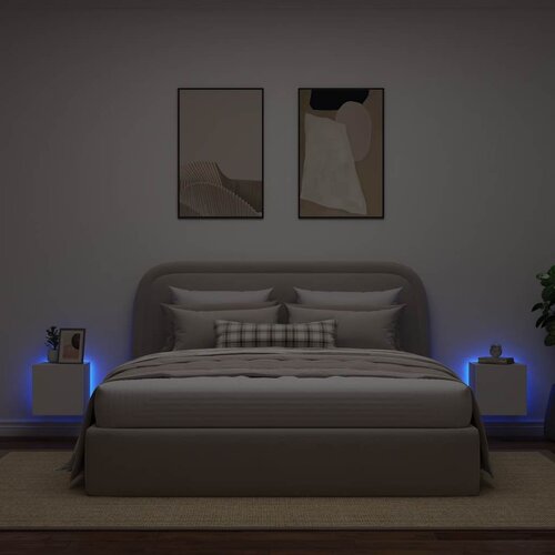  Zidni TV ormarići s LED svjetlima 2 kom bijeli 30,5x35x30 cm Slike