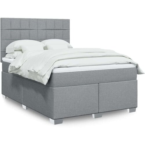 VidaXL Krevet s oprugama i madracem svjetlosivi 140x190 cm od tkanine Slike