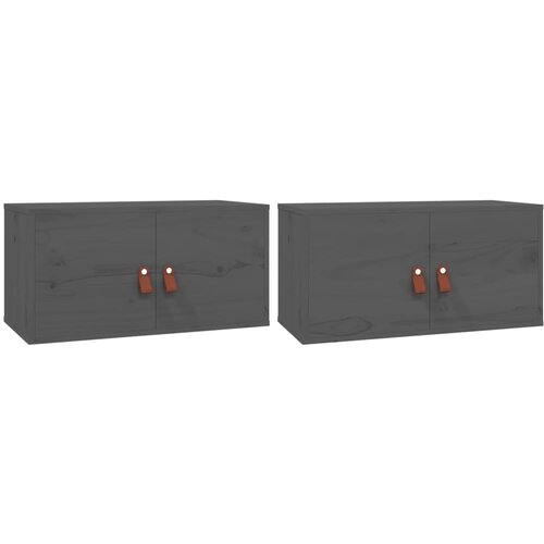 Maison Chic Stenska omarica - Zidna omarica 2 kosa siva 60x30x30 cm trdna borovina iu1120, (22063385) Cene