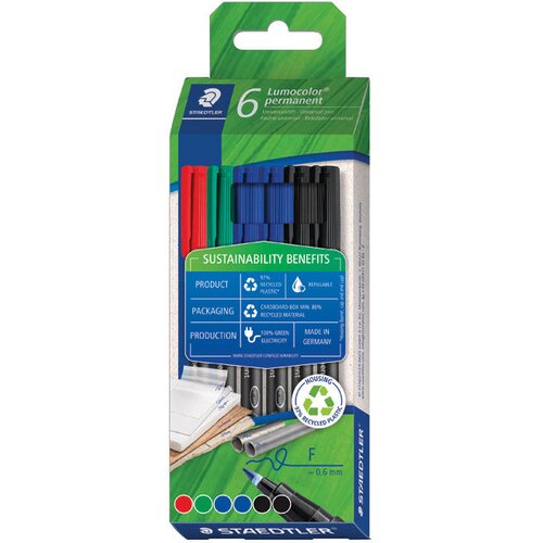 Marker PERMANENTNI 0,6MM PK6 RECIKLIRANI LUMOCOLOR STAEDTLER 318 C6-1 Cijene