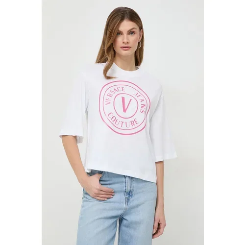 Versace Jeans Couture Pamučna majica za žene, boja: bijela