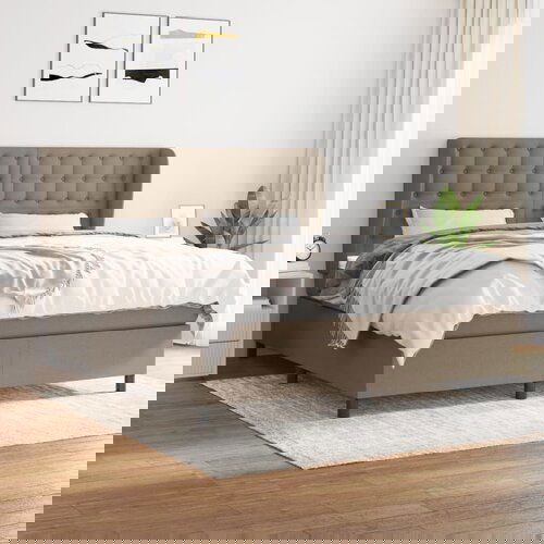  The Living Store Box spring postelja z vzmetnico taupe 160x200 cm blago - Box Spring Postelja, (21444487) Slike