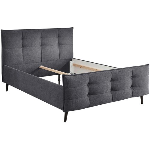MID.YOU OBLAZINJENA POSTELJA 140 cm x 200 cm , tekstil, leseni material antracit Slike