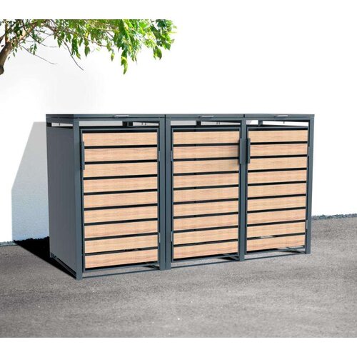  Westman - Spremi&scaron;te za 3 kante za smeće Lacina | 3x240L | Izgled antracit/drvo | 80x200x116 cm - BRANDED IN GERMANY Cijene