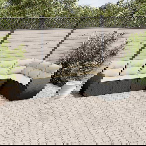  The Living Store Vrtna sedežna garnitura 6-delna z blazinami črna poli ratan - Vrtna Sedežna Garniture, (21455447) Cene