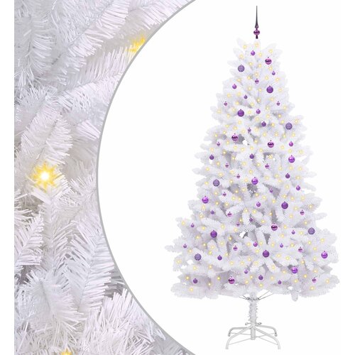 VidaXL Umjetno božićno drvce s nogom Bijelo 270 cm PVC i čelik - Lila 270 cm Slike