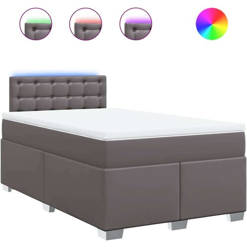VidaXL Krevet s oprugama i madracem sivi 120x190 cm od umjetne kože Slike