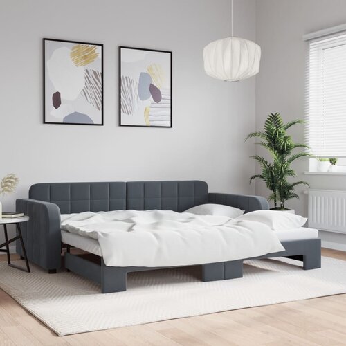 VidaXL Dnevni krevet na razvlačenje bez madraca tamnosivi 90 x 200 cm Slike