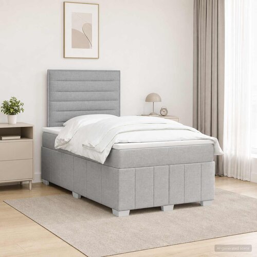  Boxspring krevet s madracem Svjetlosiva 120 x 190 cm Tkanina Cene