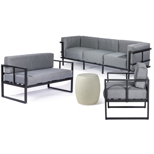 Bonami Essentials Siva aluminijasta vrtna garnitura za 6 oseb &amp;ndash; Slike