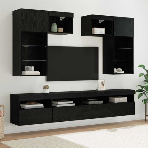 vidaXL TV stenske enote 6 pcs Umetni hrast 100 x 30 x 40 cm Cene