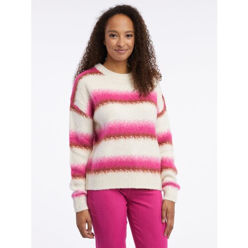 Orsay Pink-cream women's striped sweater with mixed wool - Women Cijene