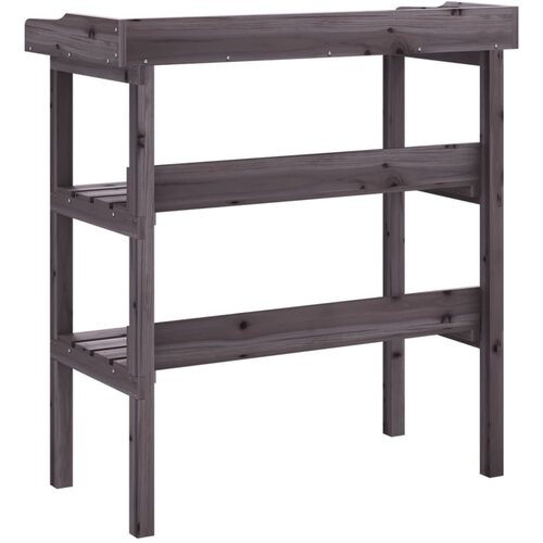  Stol za biljke s policama sivi 78x38x82,5 cm masivna jelovina Slike