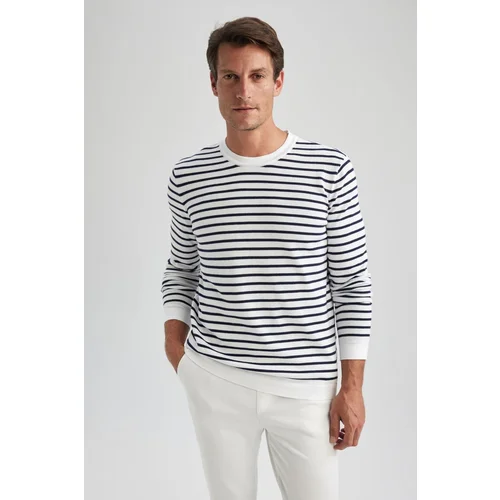 Defacto Standard Fit Striped Crew Neck Sweater