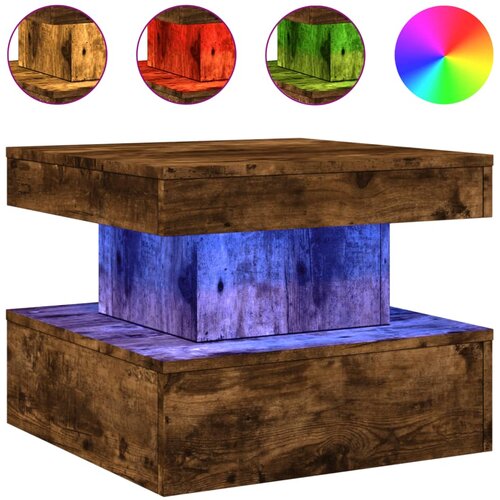 Maison Chic Klubska mizica - kavna mizica - Nizka mizica z LED lučkami dimljeni hrast 50x50x40 cm, (21752345) Slike