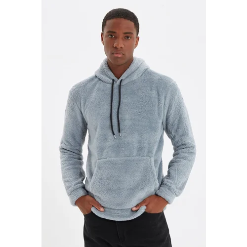 Trendyol Gray Regular Cut Kangaroo Pocket Long Sleeve Warm Plush Sweatshirt