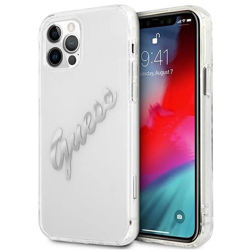 Guess OVITEK HARDCASE PROZOREN VINTAGE SCRIP SILVER ZA IPHONE 12 12, (21834446) Cene