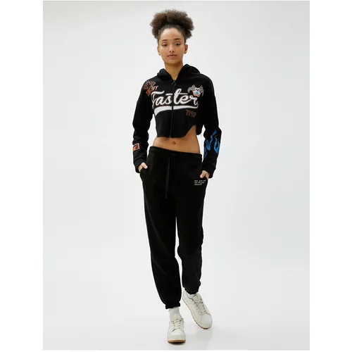 Koton Jogger Sweatpants with Lace-Up Waist, Pocket Detailed, Embroidered.