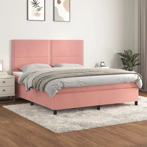  Krevet s oprugama i madracem ružičasti 160x200 cm baršunasti