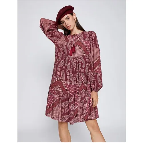 Koton Long Sleeve Mini Dress with Tassel Detail.