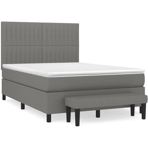 VidaXL Box spring posteljni z vzmetnico temno siv 140x190 cm blago, (20899297) Slike
