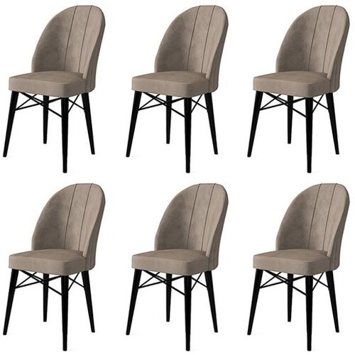 Hanah home Ritim - Cappuccino, Black CappuccinoBlack Chair Set (6 Pieces) Cene