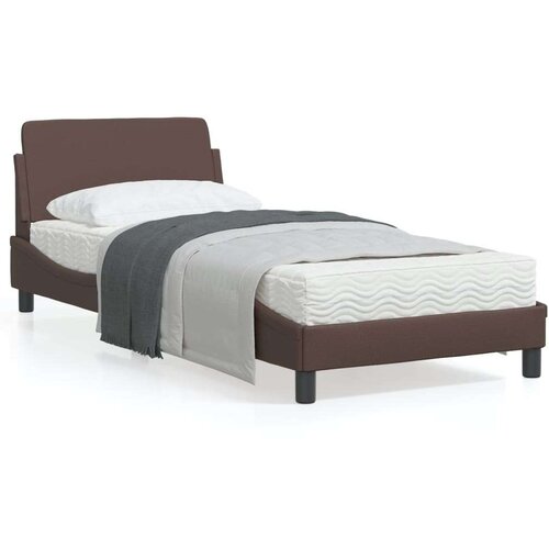  Posteljni okvir z vzglavjem rjav 80x200 cm umetno usnje, (21072815) Slike