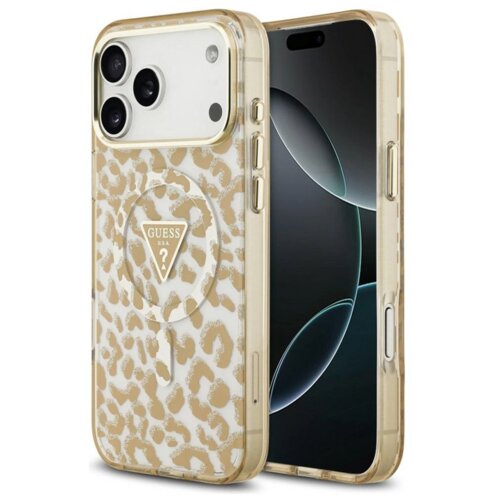  maska guess iml leopard glitter triangle magsafe za iphone 17 pro max/ 18 pro max braon Slike