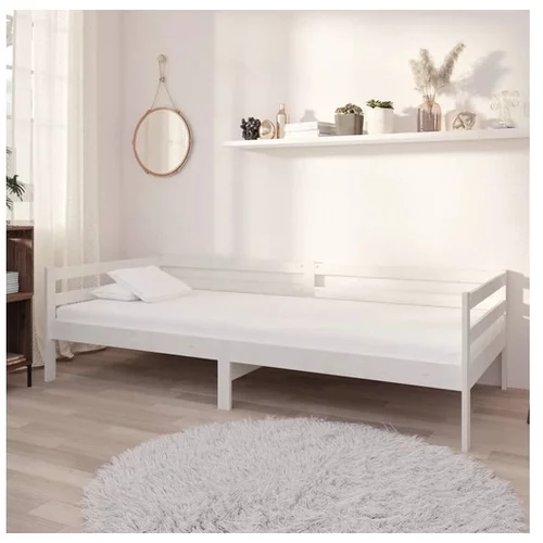  Dnevna postelja z vzmetnico 90x200 cm bela trdna borovina