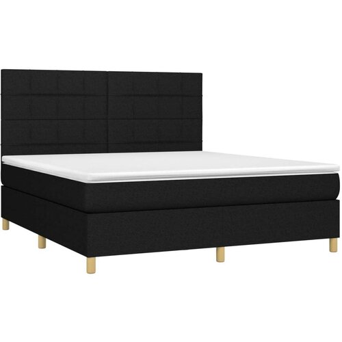  Box spring s madracem LED crni 160x200 cm od tkanine Slike