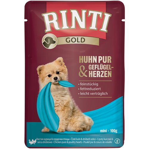 Rinti Gold 10 x 100 g - Čisti pi&amp;scaron;čanec in perutninska srca Slike
