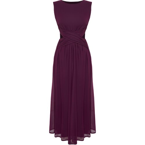 Trendyol Purple Window/Cut Out Detailed Tulle Elegant Evening Dress Slike