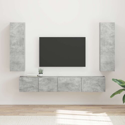  Set TV komoda Zidne 3 pcs Betonski sivi Konstruirano drvo Cene