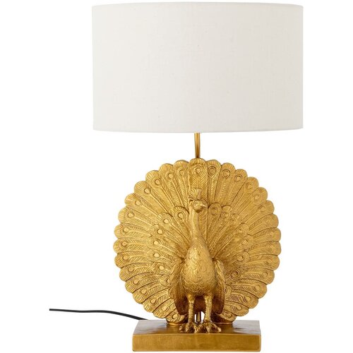 Bloomingville Namizna svetilka v zlati barvi s tekstilnim senčilom (vi&amp;scaron;ina 58,5 cm) Peacock &amp;ndash; Slike
