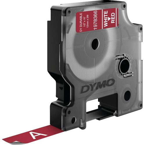 Dymo Traka crvena sa belim tekstom Durabl 12mmx3m Slike