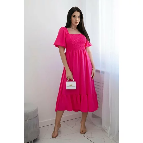 Kesi Dress with pleated neckline pink