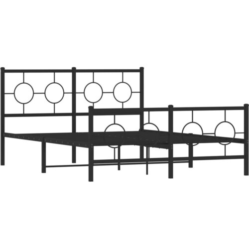 vidaXL Kovinski posteljni okvir z vzglavjem in vznožjem črn 140x200 cm, (21056378) Cene