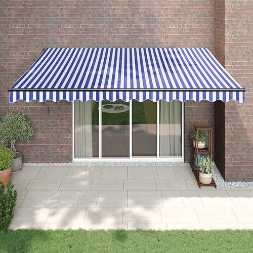 vidaXL Zložljiva tenda modra in bela 4,5x3 m blago in aluminij Cene
