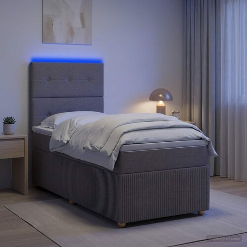  LED okvir za krevet s madracem Sivosmeđa 90 x 190 cm Tkanina Cene