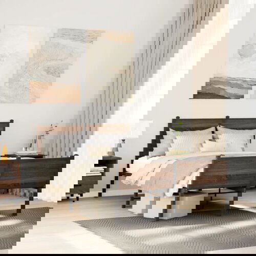Furnova Kovinski posteljni okvir brez vzmetnice rjavi hrast 120x200 cm, (21939891) Slike