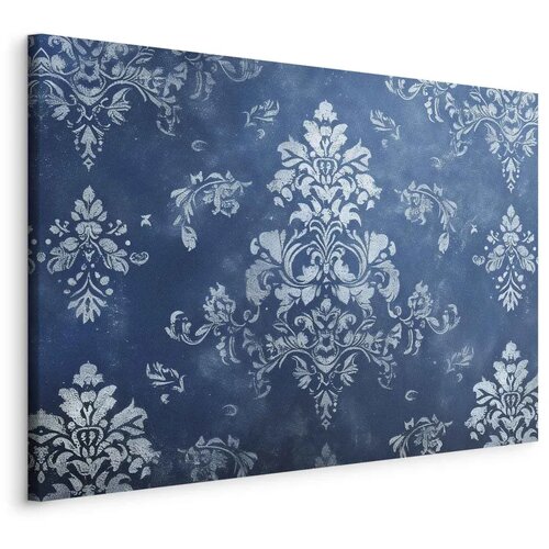  Slika - Retro Ornament Decorative Motif in Worn Blues 90x60 Na talijanskom platnu Cene