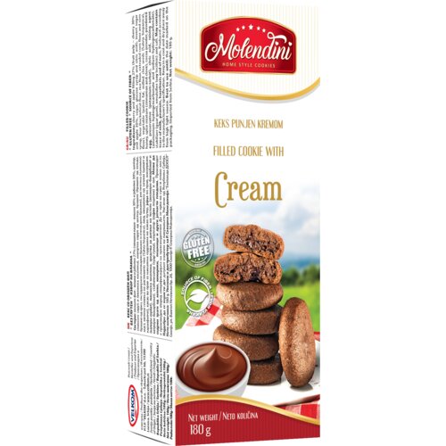 Molendini Keks punjen kremom, Bez glutena, 180 g Slike