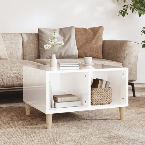 vidaXL Klubska mizica visok sijaj bela 60x50x36,5 cm inženirski les Cene