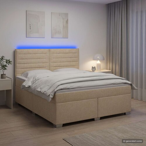  Boxspring krevet s madracem Krem 140 x 190 cm Tkanina 144 x 190 x 140.5 cm Slike