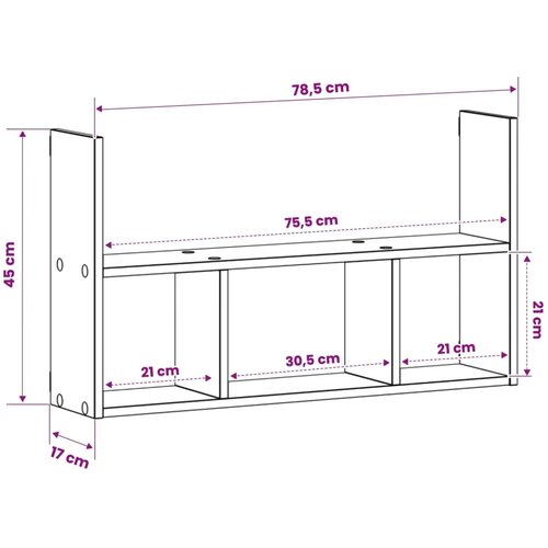  Zidna polica Crni hrast 78 5 x 17 x 45 cm Konstruirano drvo - Crni hrast Slike