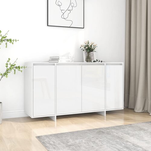  Komoda sjajna bijela 135 x 41 x 75 cm od konstruiranog drva Cijene