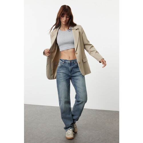 TRENDYOL Damen Mom Jeans – Basic, Normal Waist, 100% Baumwolle, Straight Leg, Für Casual Looks