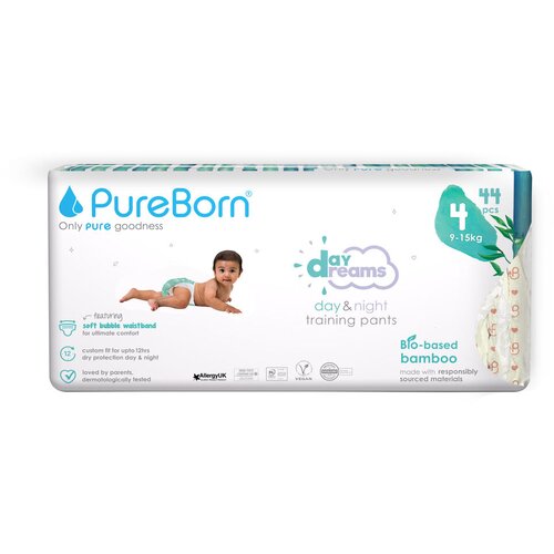 PureBorn Pelene gaćice Daydreams 4, 9-15 kg, 48 komada Slike