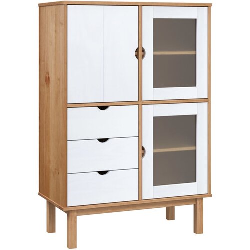 VidaXL Visoka komoda OTTA rjava in bela 85x43x125 cm trdna borovina, (20654849) Slike